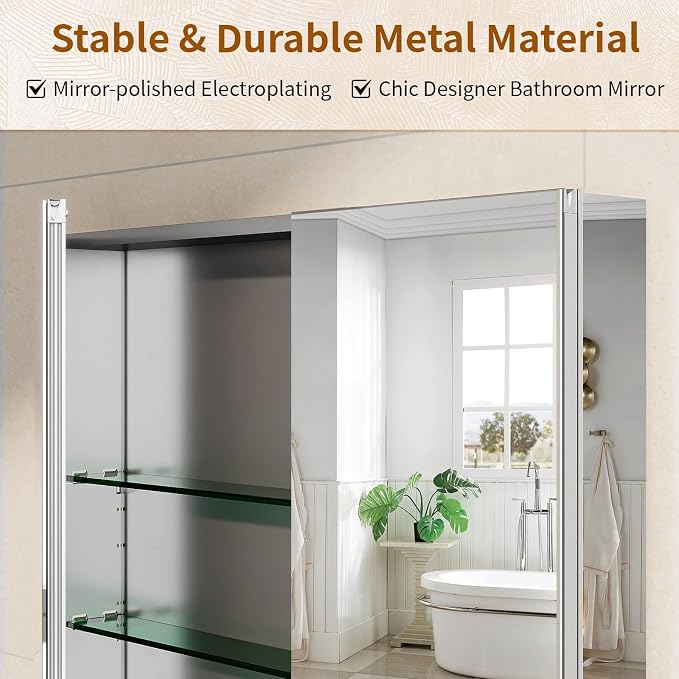 BEAUTYPEAK 40 x 26 Inch Medicine Cabinet - Image 6
