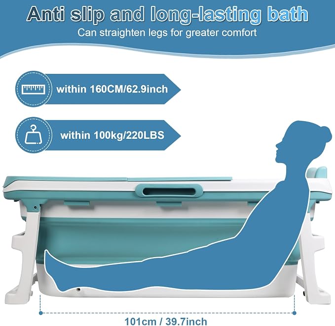 Portable Folding Bathtub for Adults, Large Collapsible Bathtub Freestanding - Image 9