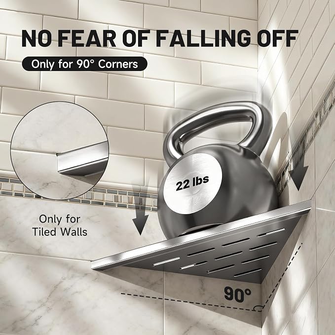 Corner Shower Shelves 10" Brushed Nickel, 2 Pack 304 Stainless Steel Shower - Image 7