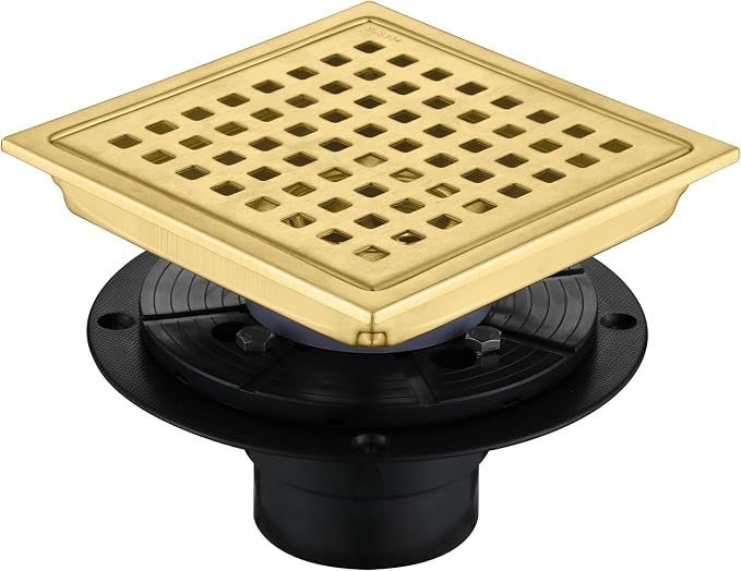 4 Inch Square Shower Floor Drain, Brushed Nickel High Flow Shower Drain Kit by Homfan