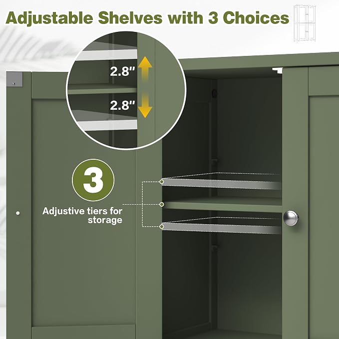 Nuturelly Bathroom Floor Storage Cabinet, Freestanding Pantry Cabinets - Image 5