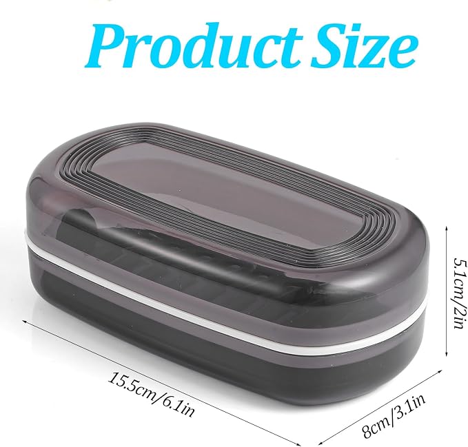 Shampoo Bar Holder Leak-Proof Travel Soap Case Black Soap Dish - Image 2