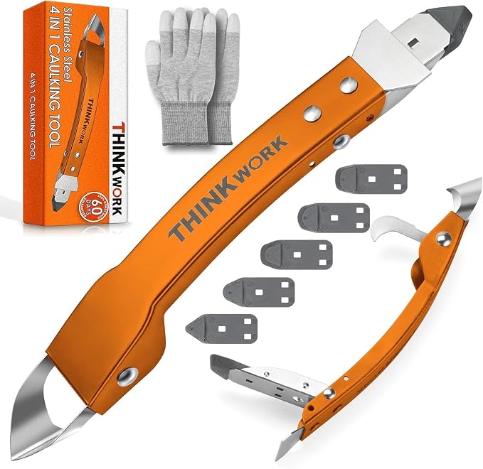 THINKWORK Caulking Tool Kit, 4 in 1 Caulk Remover Tool, Stainless Steel Caulk by THINKWORK
