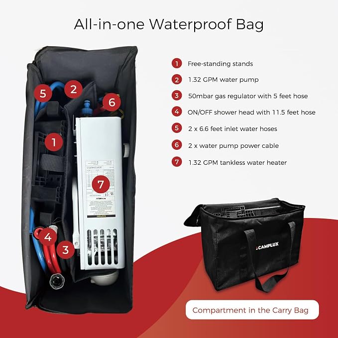 CAMPLUX 1.32 GPM Portable Outdoor Tankless Water Heater Propane Instant Hot - Image 6