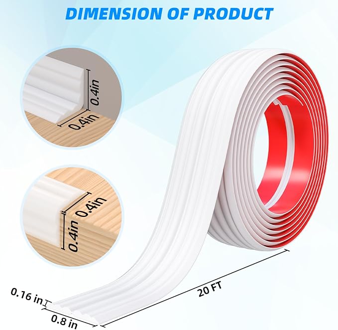 20FT Flexible Wall Corner Protector Moulding Trim, Peel and Stick Inside & - Image 4