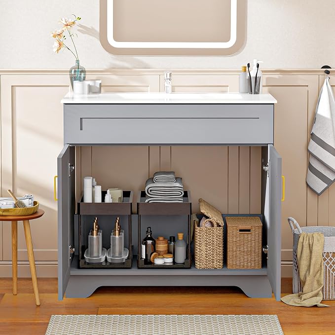 24/30/36IN Bathroom Vanities-Bathroom Sink Cabinet, Equipped Ceramic Sink - Image 4