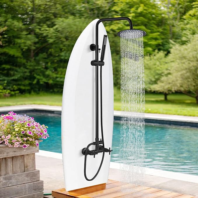 gotonovo Outdoor Shower Fixtures SUS304 Stainless Steel Rain Shower Kit Faucet - Image 2