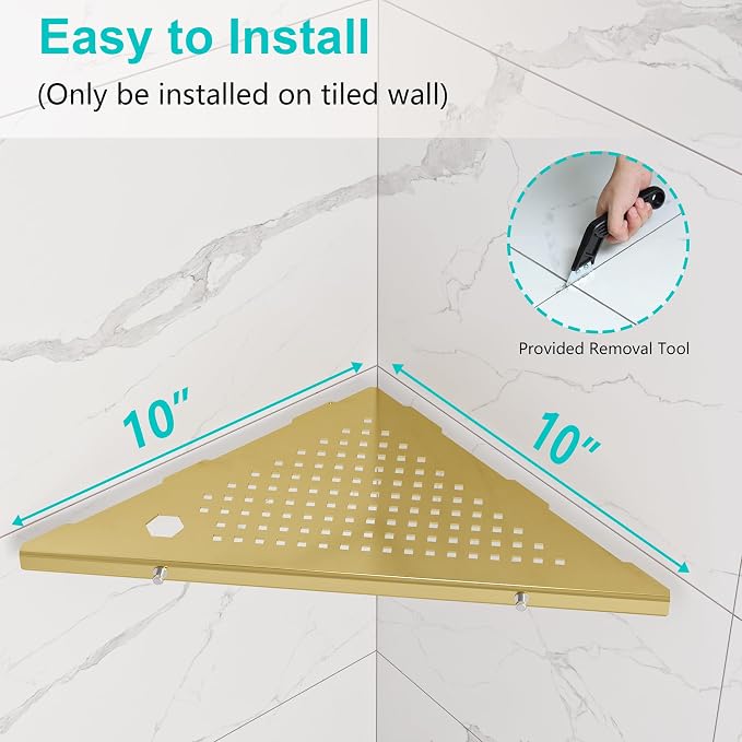 10" Bathroom Corner Shelf, 2 Pack Recessed Shower Shelf Caddy, SUS304 Stainless - Image 6