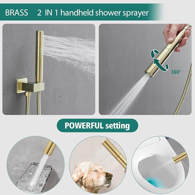 Hoimpro Shower System Set with 12 Inch Bathroom Rain Mixer Shower Head and - Image 3