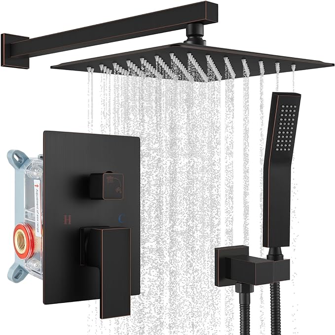 gotonovo Rainfall Bathroom Shower System Rain Shower Head and Handle Set Wall by HOME