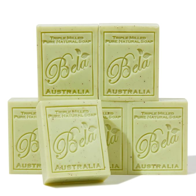 BELA Lemon Myrtle and Lemongrass Soap Bars 3.3 OZ French Triple Milled Bar Soap by BELAPURENATURALSOAPSANDODORELIMINATINGHOMEFRAGRANCES