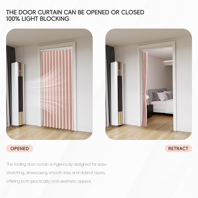 Accordian Door Curtain, 100% Blackout Folding Magnetic Doorway Curtains - Image 6