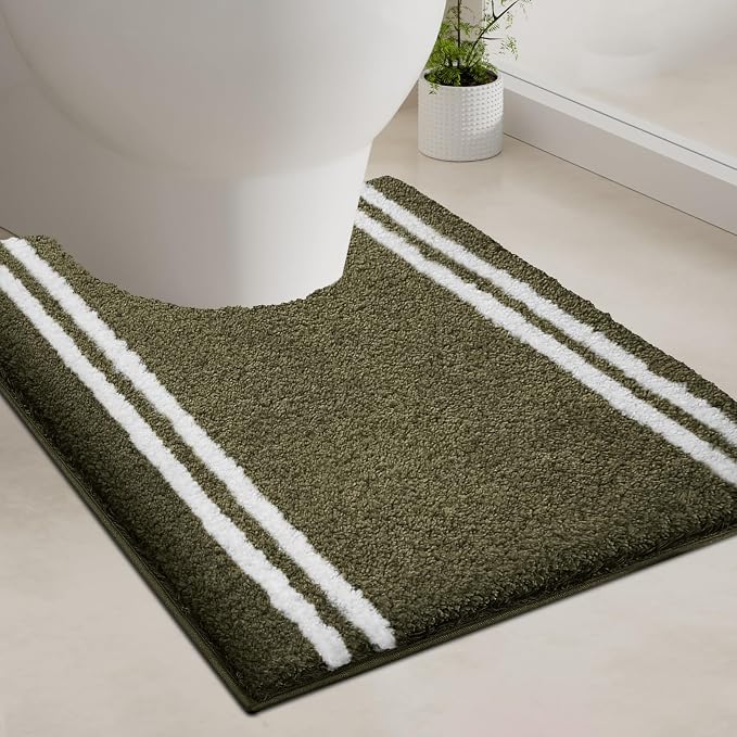 PURRUGS Bathroom Rug Non-Slip Machine Washable 20" x 24" U-Shaped, Super by PURRUGS