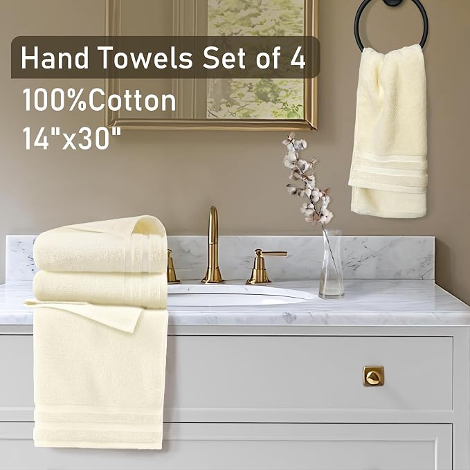 Bath Hand Towels Set of 4, Bathroom Essentials & Home Decor - Image 4