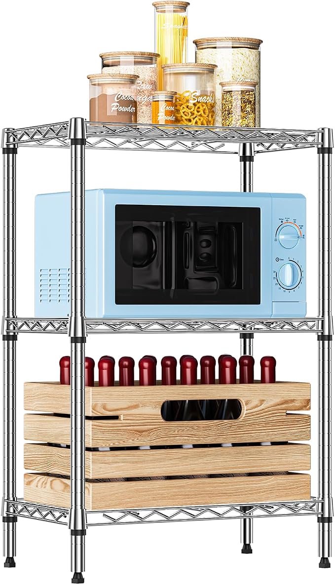 IZEUK 3 Tier Heavy Duty Steel Storage Shelves, Metal Shelf Wire Shelving Rack by IZEUK