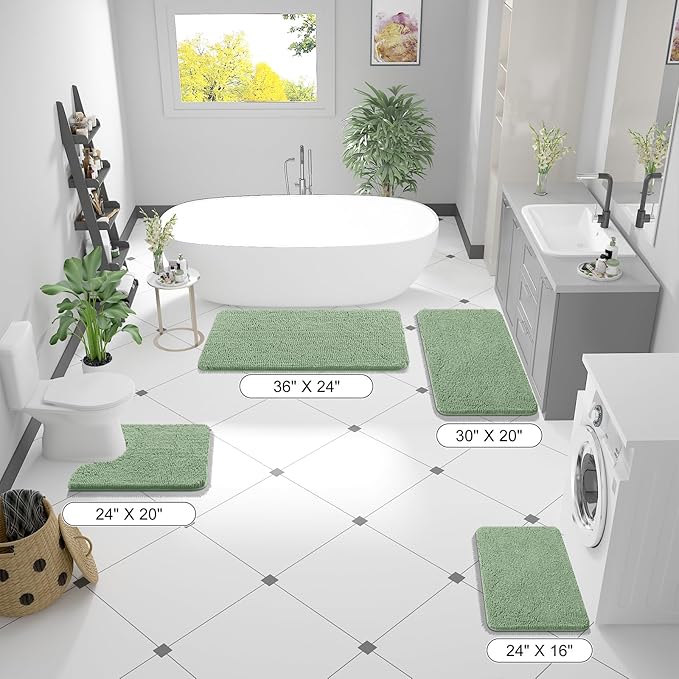 OLANLY Bathroom Rugs 36x24, Extra Soft Absorbent Chenille Bath Rugs, Rubber - Image 8