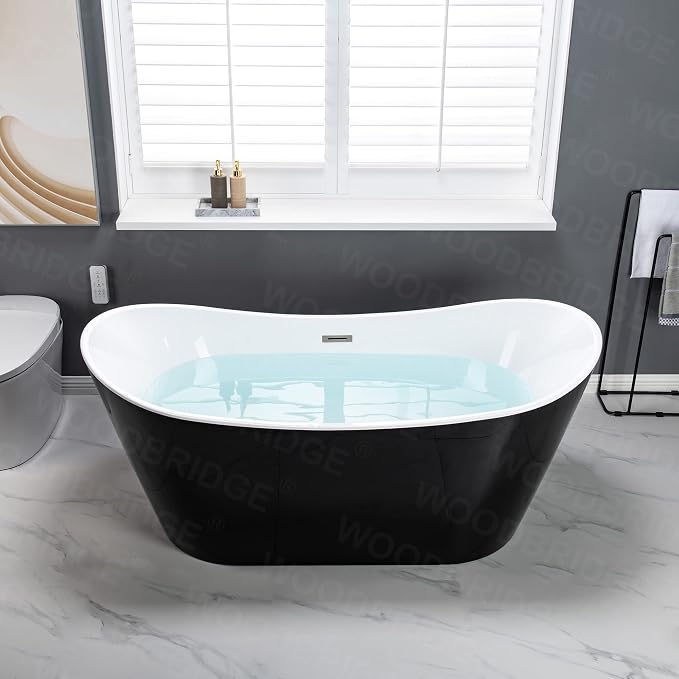 WOODBRIDGE 67" Acrylic Freestanding Bathtub Contemporary Soaking Tub by WOODBRIDGE