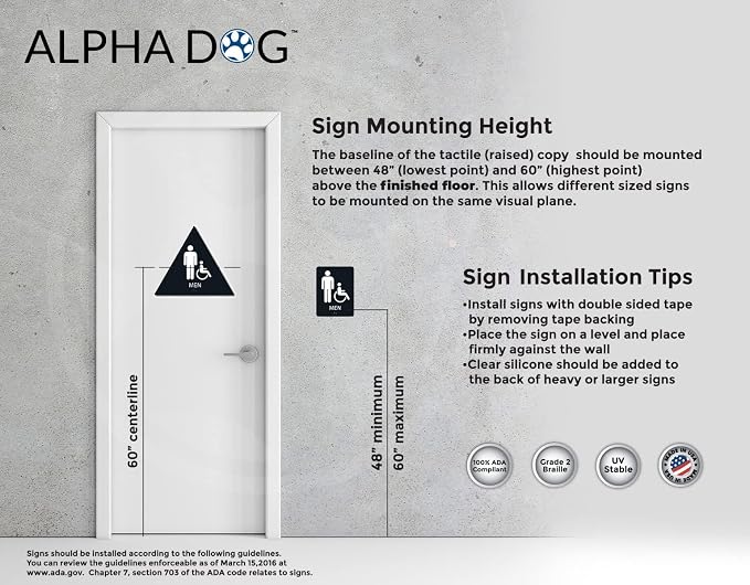 ALPHA DOG ADA SIGNS Men's Women's Restroom Sign Bundle, 8x6 inch, Business - Image 5