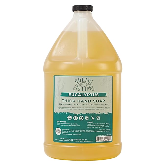 Adams Handmade Soap Thick Organic Castile Liquid Hand Soap 1 Gallon Refill by AdamsHandmadeSoap