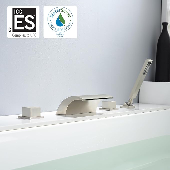 sumerain Waterfall Bathtub Faucet Brushed Nickel - Image 2