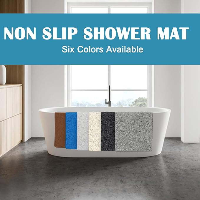 godehone Shower Mats Non Slip Without Suction Cups, PVC Loofah Bathroom Mats - Image 7