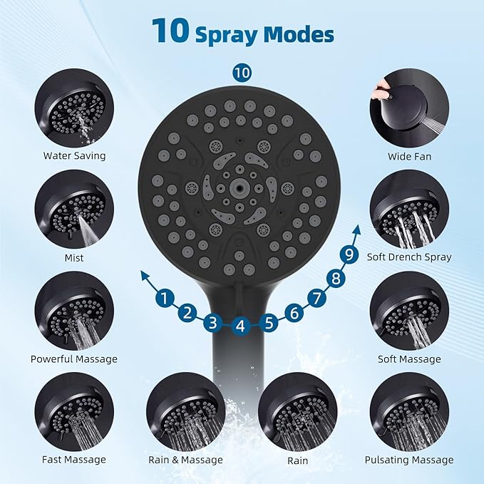 Hibbent All Metal Shower Head, 10 Sprays, Showerhead Holder, Oil Rubbed Bronze - Image 5