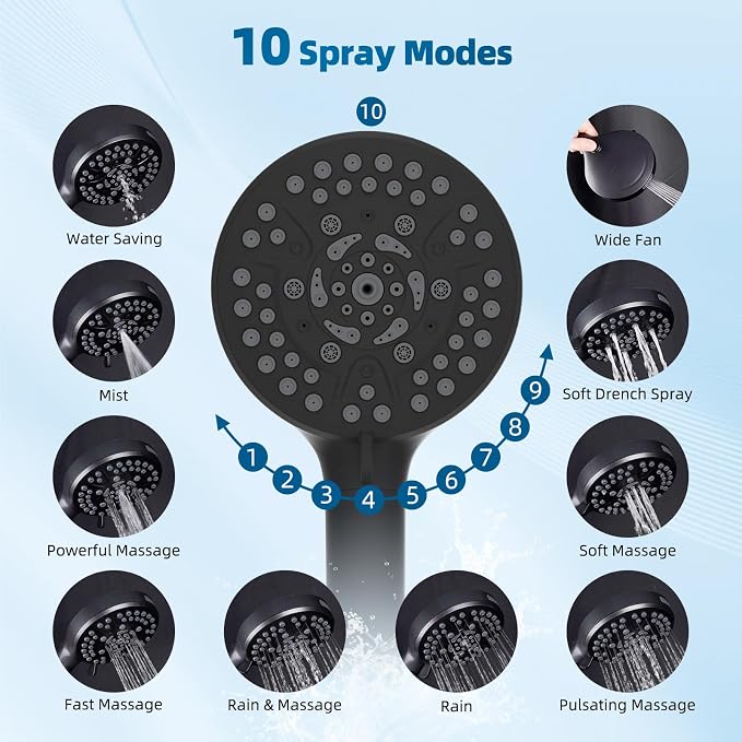 Hibbent All Metal Shower Head, 10 Sprays, Showerhead Holder, Oil Rubbed Bronze - Image 5