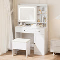 Vanity Table with Hidden Storage & LED Mirror by Unknown
