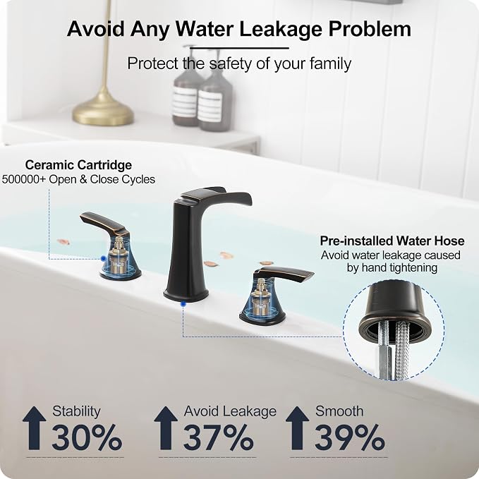 Waterfall Bathtub Faucet Oil Rubbed Bronze, Brass Bath Tub Faucet Set 3 Hole - Image 4