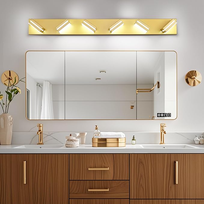 Modern LED Bathroom Lights Fixtures, Metal Gold Acrylic Wall Lighting, Vanity - Image 6