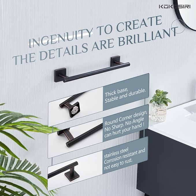 KOKOSIRI Bathroom Towel Bar Bath Towel Holders - Image 5