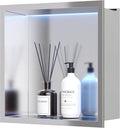 12X12 RGB Shower Niche, Brushed Nickel Stainless Steel LED Wall Niche, No Tile by Unknown