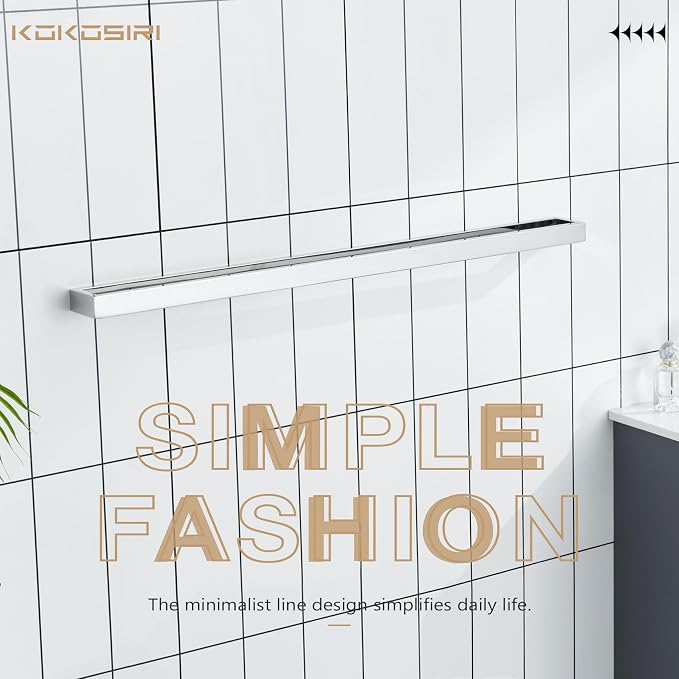 KOKOSIRI Towel Holder Chrome Bath Towel Bar Rack 32-Inch Kitchen Holder - Image 3