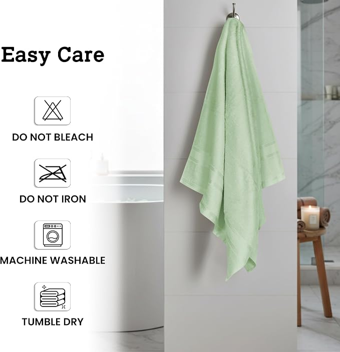 Casa Lino Light Sage Green Bath Towels Set of 4 - Image 7