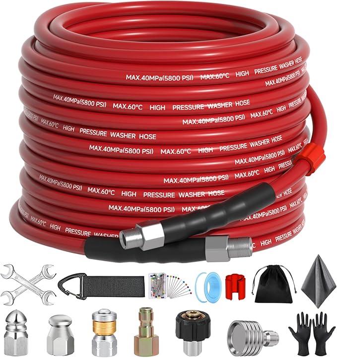 Sewer Jetter Kit 50FT for Pressure Washer, 5800 PSI Drain Cleaner Hose 1/4 Inch by Unknown
