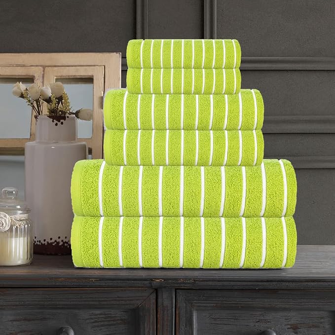 CASA COPENHAGEN Ecstatic 6 Pieces Towel Set- Lime Green, 600 GSM 2 Bath Towel 2 - Image 3