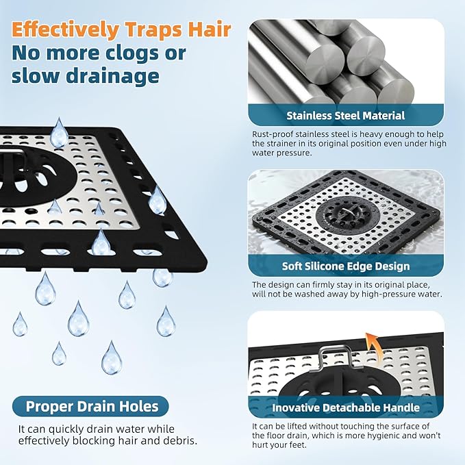Hibbent Upgraded Shower Drain Hair Catcher, Shower Drain Cover - Image 2