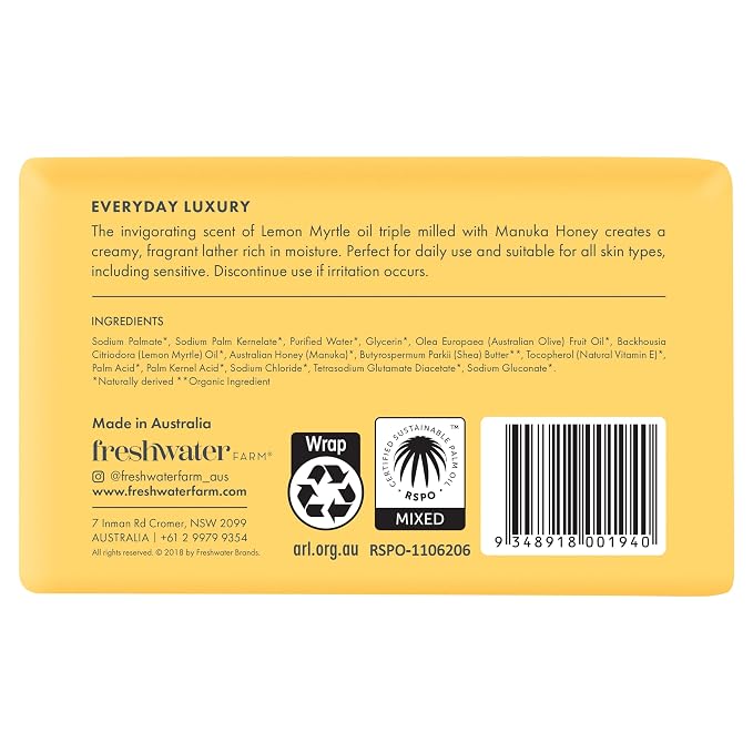Freshwater Farm Australia Lem Myrt Manu Honey Body Bar, 7 OZ - Image 6