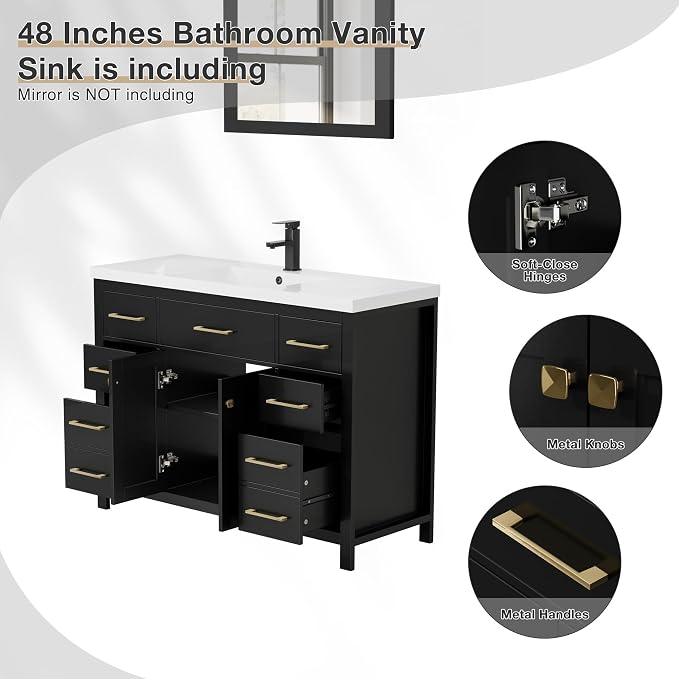 LUCKWIND 48" Modern Bathroom Vanity and Sink, Painted Bathroom Storage Cabinet - Image 5