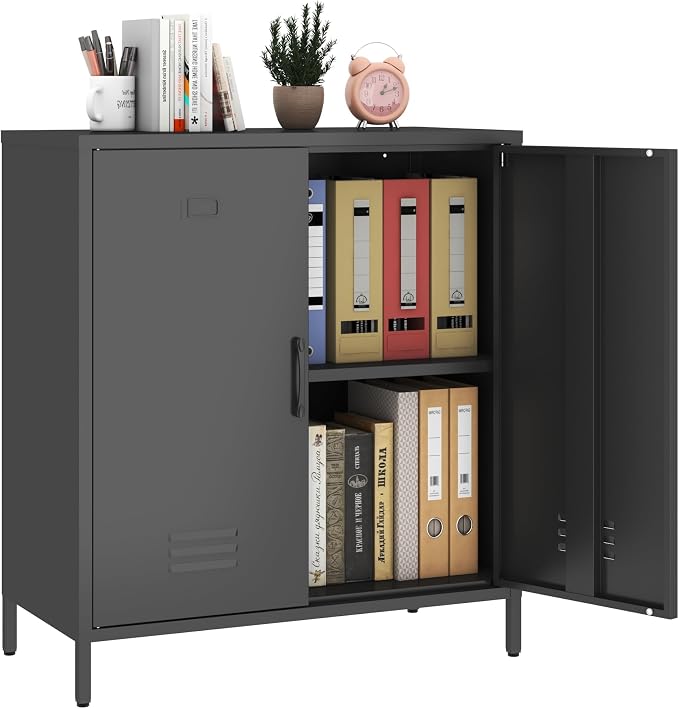 Locker Cabinet, 35.43" H Black Metal Locker Storage Cabinet - Image 9