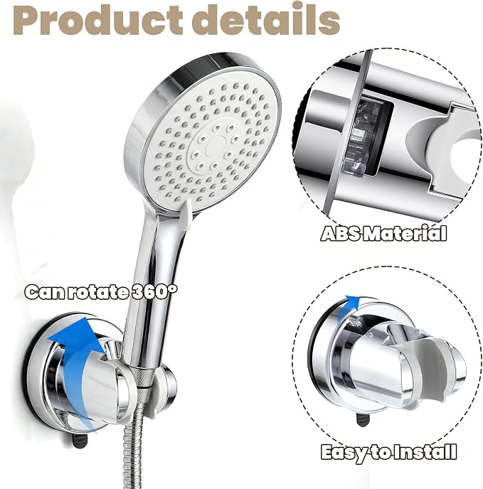 Shower Head Holder, No Drill Wall Mount Handheld Shower Wand Hose Holders - Image 2