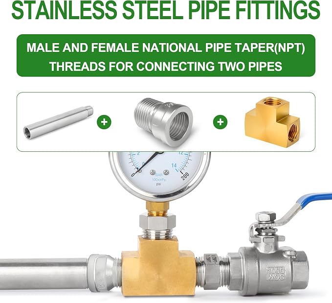TAISHER 10PCS 304 Stainless Steel Pipe Fitting, 1/2" Male NPTx 1/2" Female NPT - Image 4