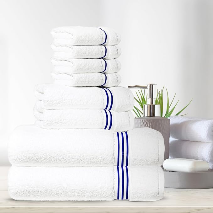 8-Piece Premium Towel Set, 2 Bath Towels, 2 Hand Towels, and 4 Wash Cloths - Image 2