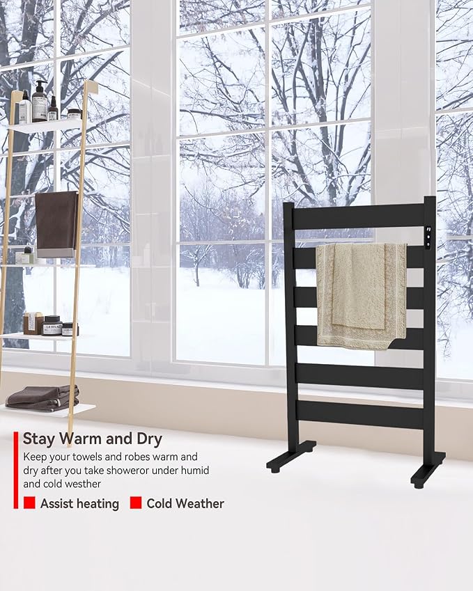 Heated Towel Racks for Bathroom, Freestanding Towel Warmer, 6 Bars Towel - Image 4