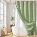 River Dream Sage Green Cotton Blend Shower Curtain by RiverDream