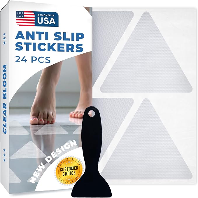 Anti Slip Shower Stickers 24 PCS, Invisible Non-Slip Shower Strips by ClearBloom