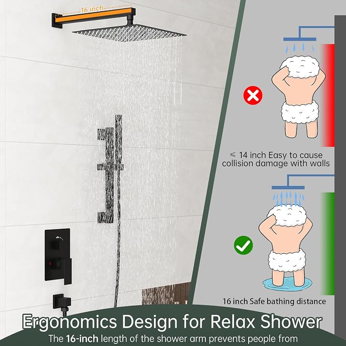 Hoimpro 12 Inch Matte Black Shower System - Image 7