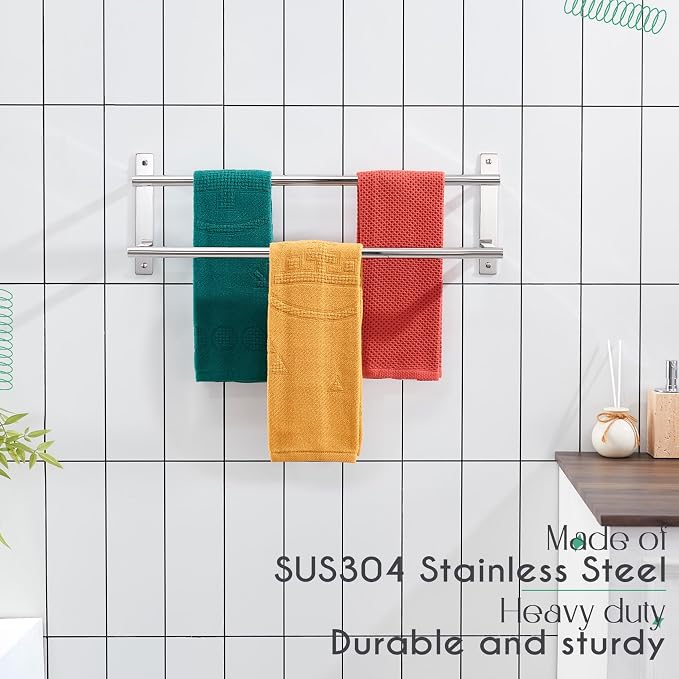 KOKOSIRI Bathroom Towel Racks 24 Inch Double Towel Bars Bath Towel Holder Towel - Image 7