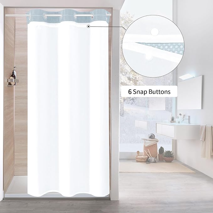 MitoVilla Blue Waffle Small Stall Shower Curtain Liner Set 36 x 74, No Hooks - Image 2