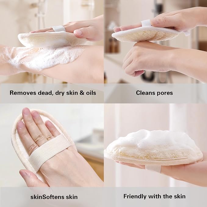 Natural Loofah Exfoliating Body Scrubber Pads, Bath Loofah - Image 4